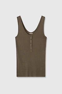 Lightweight Silk-Cotton U-Neck Tank Top