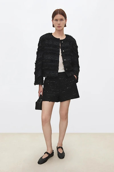 Limited Edition French Plush Tweed Bell-Sleeve Jacket