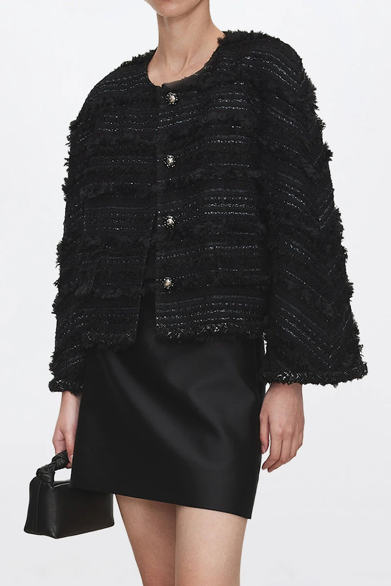 Limited Edition French Plush Tweed Bell-Sleeve Jacket