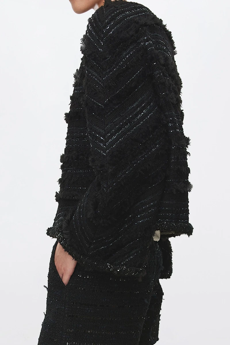 Limited Edition French Plush Tweed Bell-Sleeve Jacket