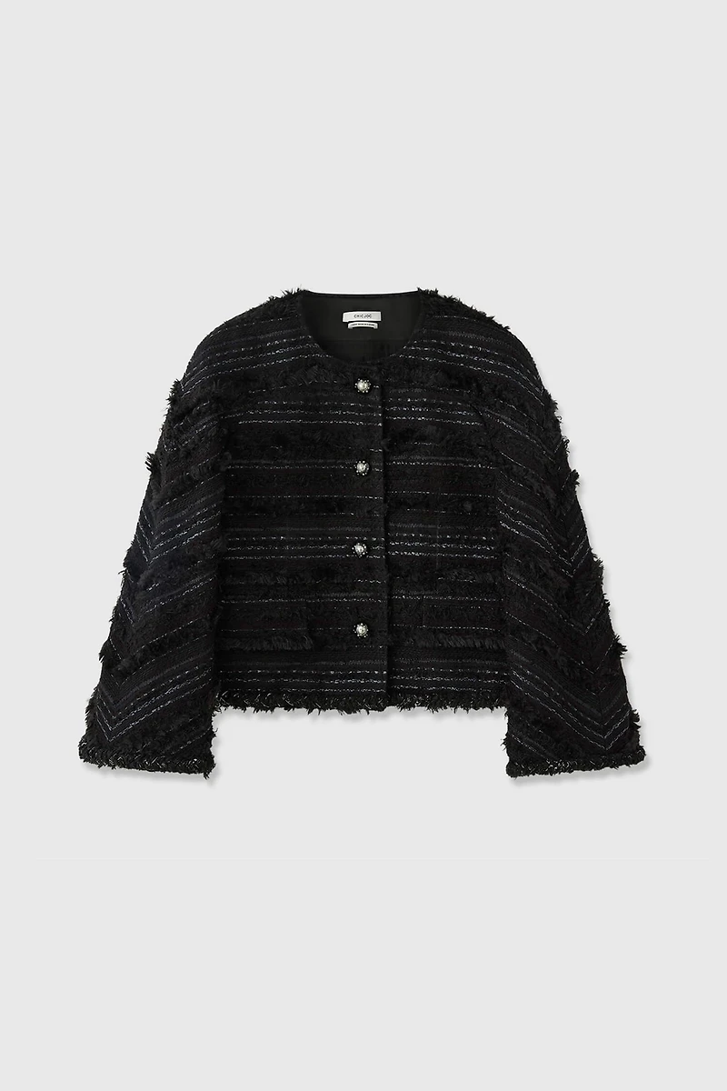 Limited Edition French Plush Tweed Bell-Sleeve Jacket