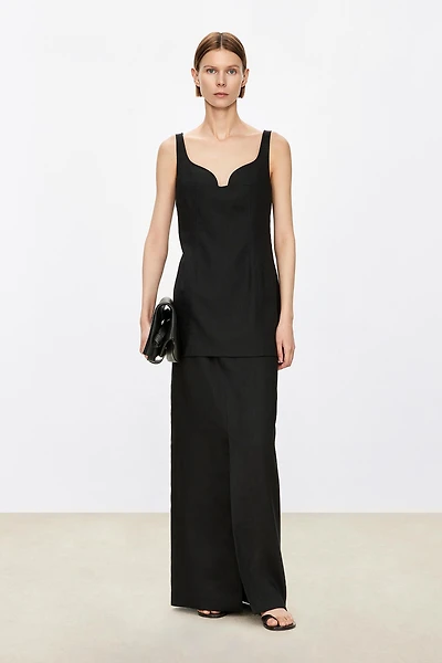 Linen Backless Musical Note Collar Vest