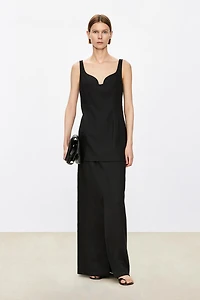 Linen Backless Musical Note Collar Vest
