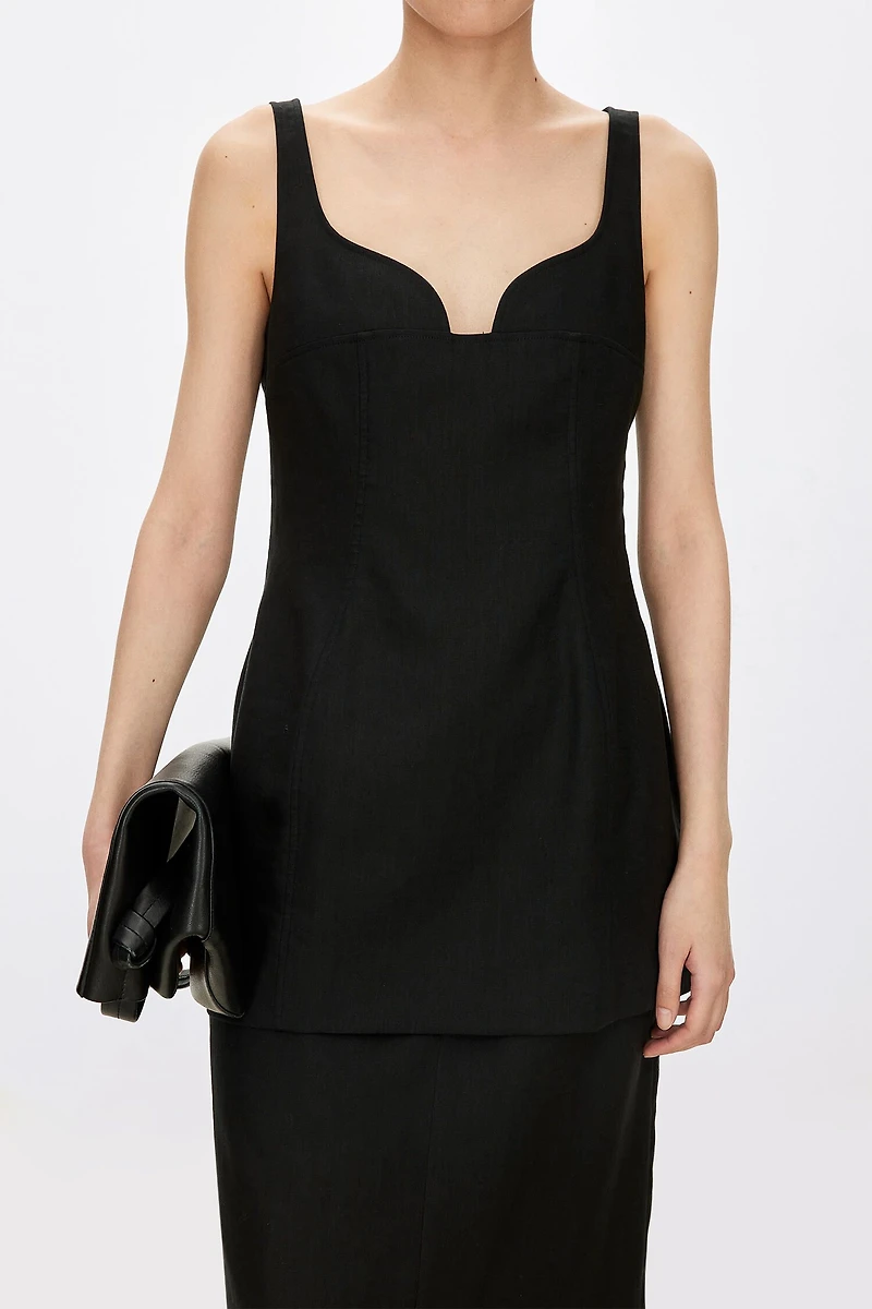 Linen Backless Musical Note Collar Vest