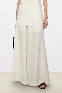 Linen Elastic Waist Wide-Leg Trousers