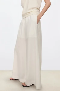 Linen Elastic Waist Wide-Leg Trousers