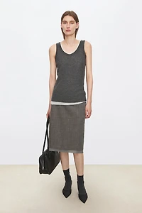 Linen-Wool Blend Midi Skirt
