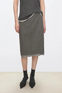 Linen-Wool Blend Midi Skirt
