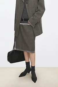 Linen-Wool Blend Midi Skirt