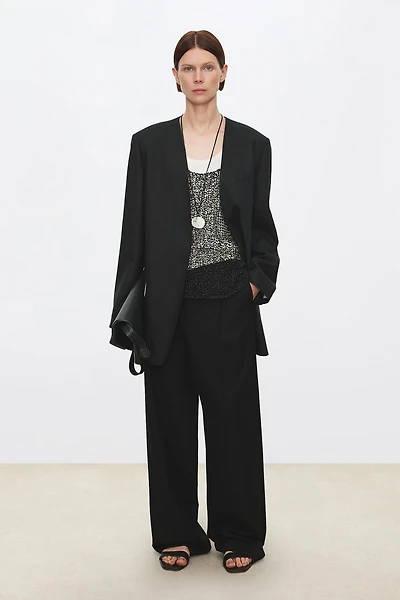 Liquid Ammonia Linen Collarless Blazer