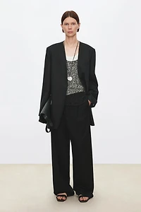 Liquid Ammonia Linen Collarless Blazer