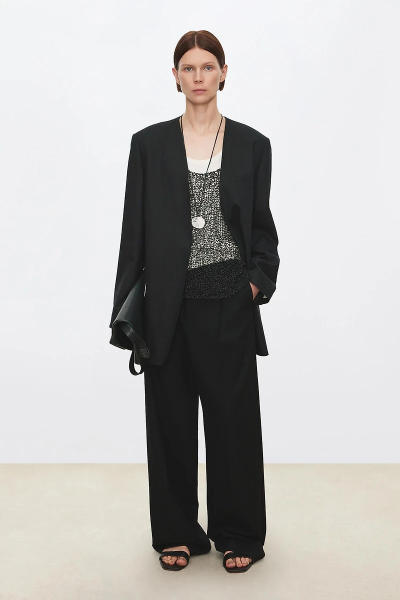 Liquid Ammonia Linen Collarless Blazer