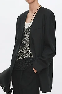 Liquid Ammonia Linen Collarless Blazer