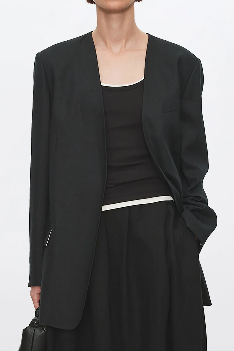 Liquid Ammonia Linen Collarless Blazer