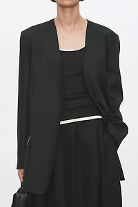Liquid Ammonia Linen Collarless Blazer