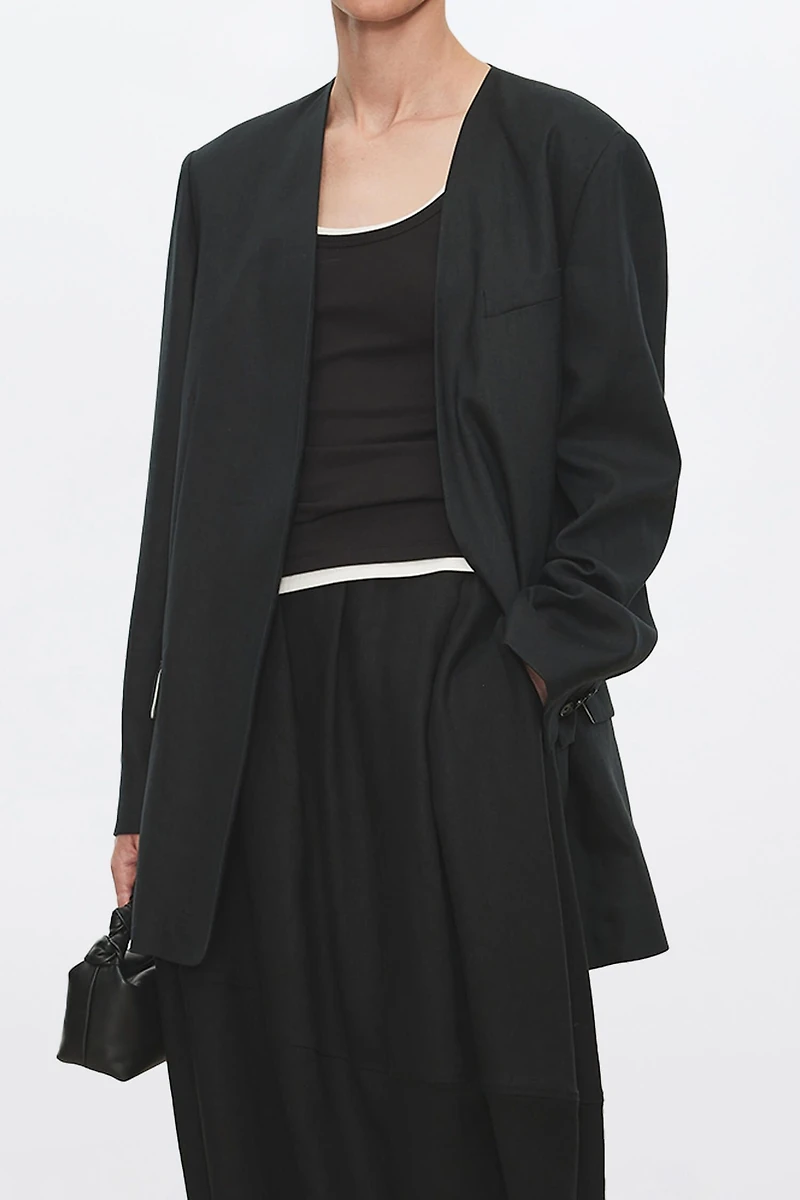 Liquid Ammonia Linen Collarless Blazer