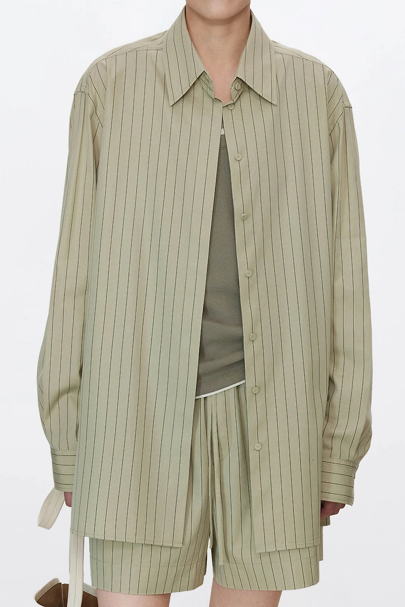 Long Staple Cotton Poplin Striped Oversized Shirt