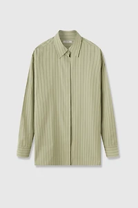 Long Staple Cotton Poplin Striped Oversized Shirt