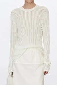 Long Staple Cotton Vertical Stripe Round Neck Base Top