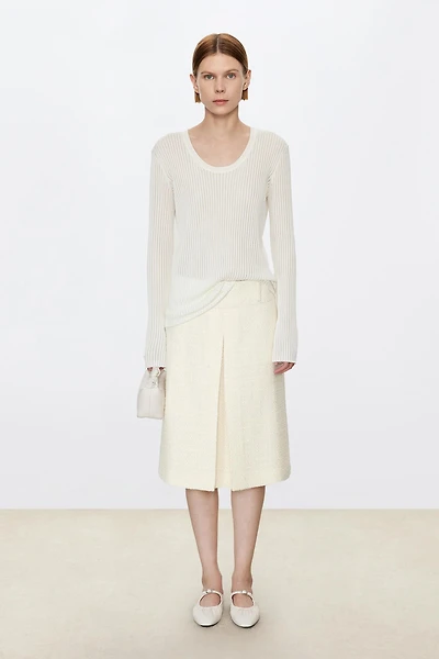 Long Staple Cotton Vertical Stripe U-Neck Base Top
