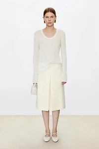 Long Staple Cotton Vertical Stripe U-Neck Base Top