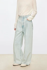 Low-Crotch Pleated Denim