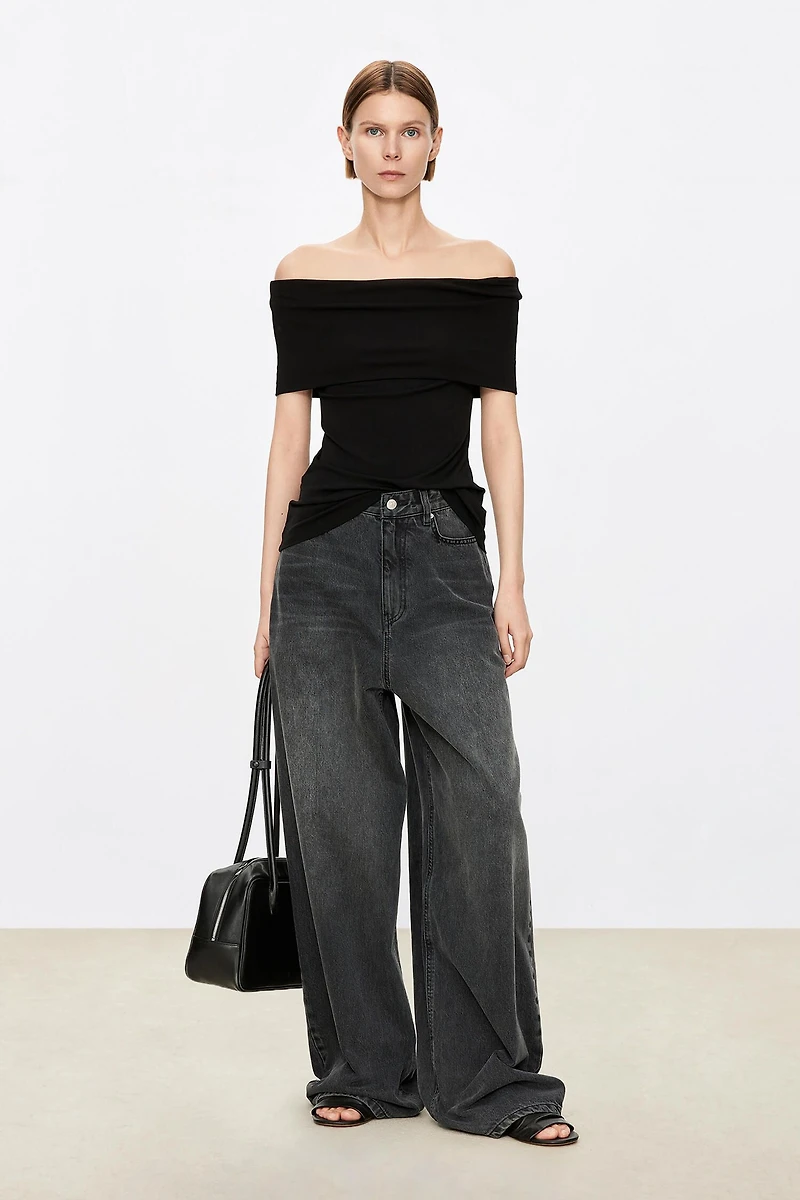 Luxe Silk Knit Off-Shoulder Top