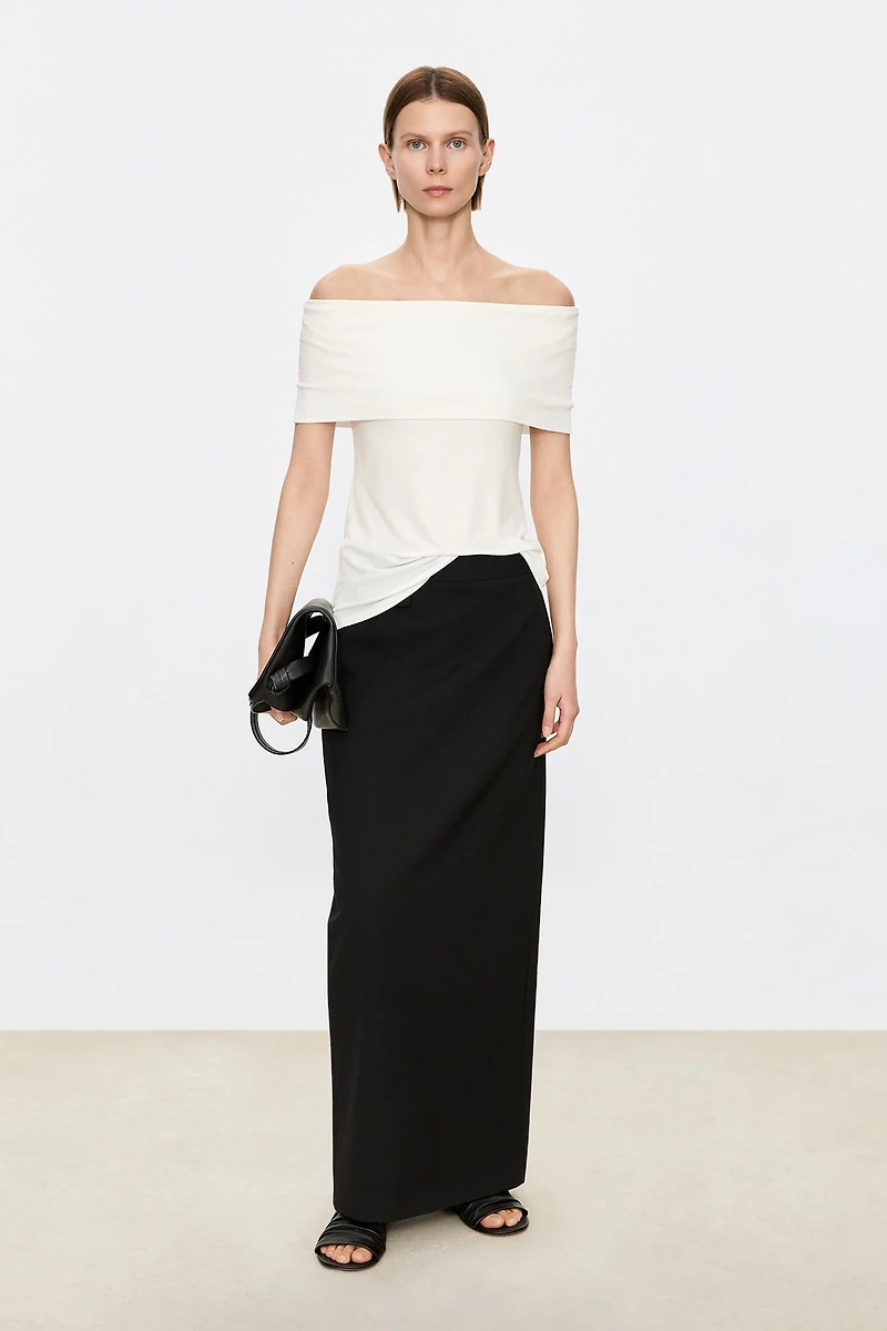 Luxe Silk Knit Off-Shoulder Top
