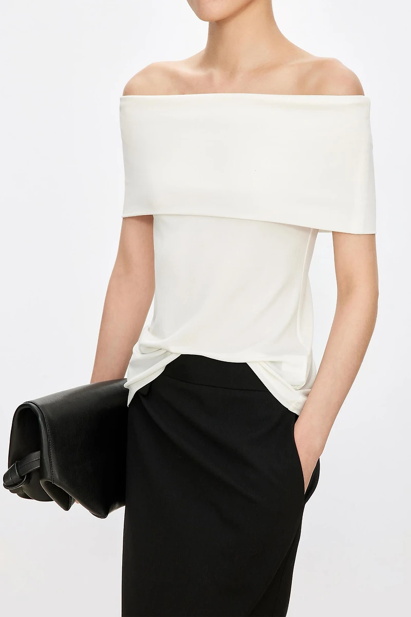 Luxe Silk Knit Off-Shoulder Top