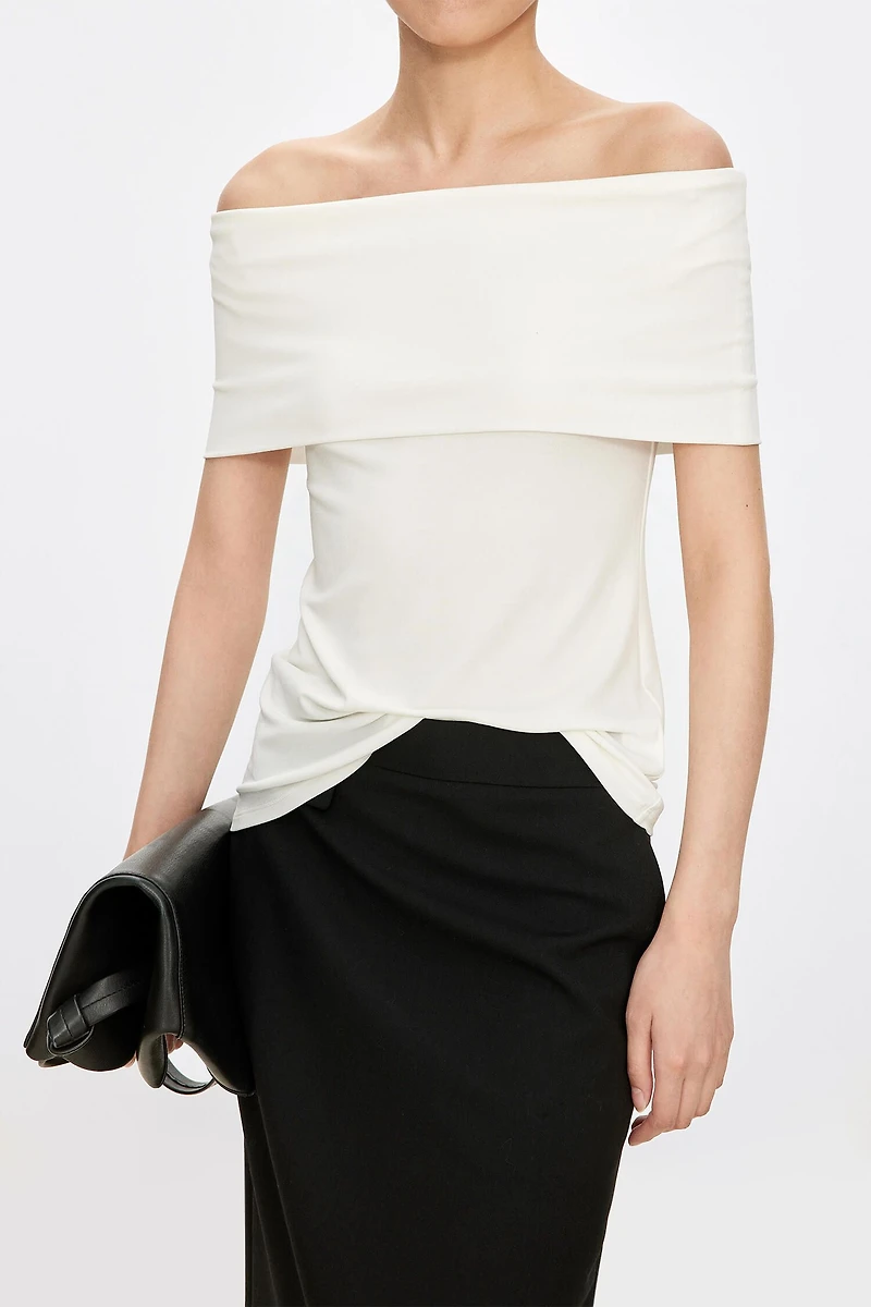 Luxe Silk Knit Off-Shoulder Top