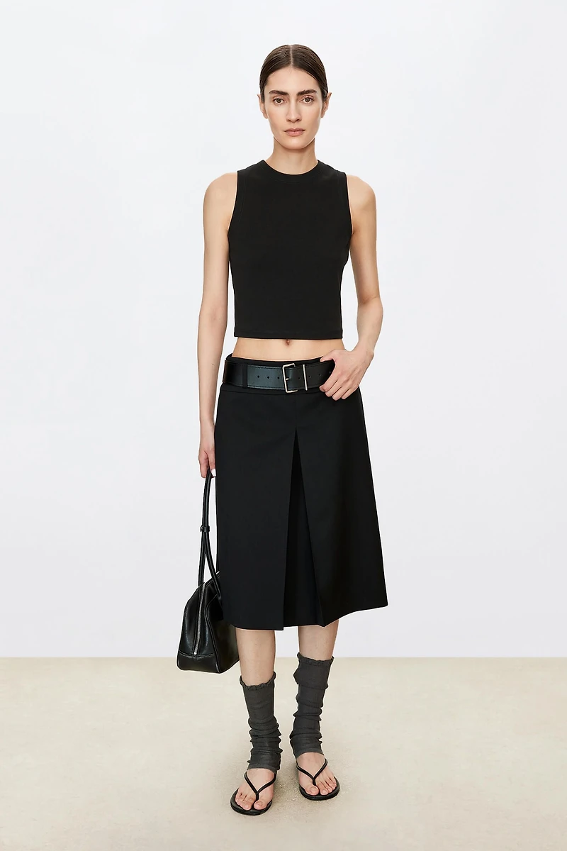 Marzotoo Fine Wool Single Pleat Midi Skirt