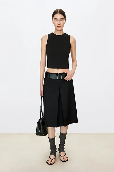 Marzotoo Fine Wool Single Pleat Midi Skirt