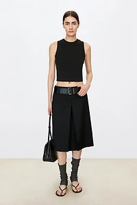 Marzotoo Fine Wool Single Pleat Midi Skirt