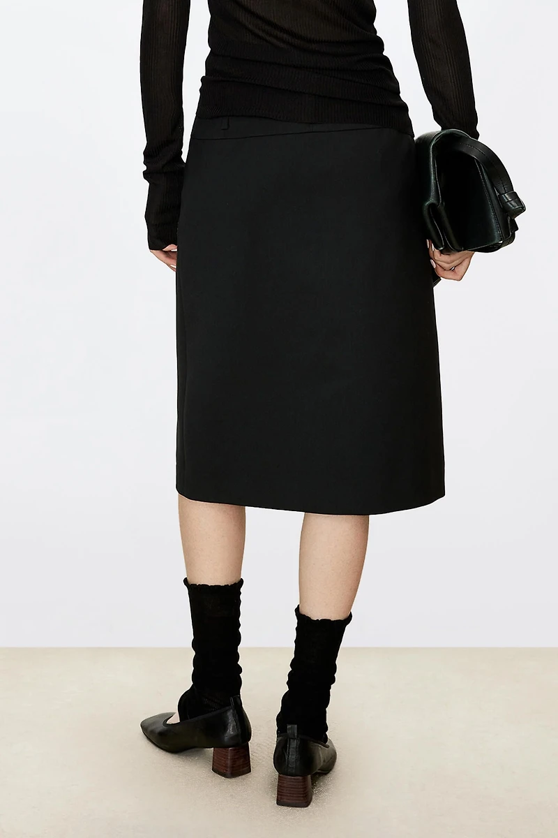 Marzotoo Fine Wool Single Pleat Midi Skirt