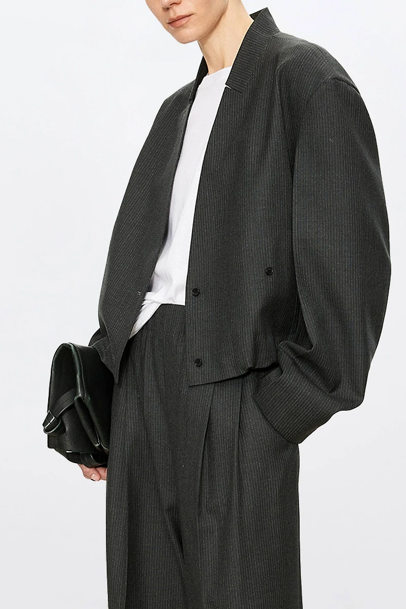 MARZOTTO Pure Wool Collarless Blazer