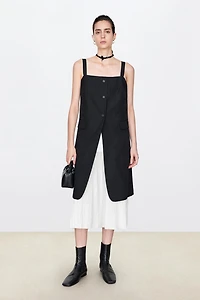 MARZOTTO Deconstructed Wool-Silk Layered Vest Dress