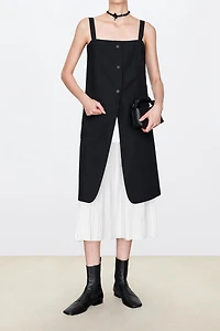 MARZOTTO Deconstructed Wool-Silk Layered Vest Dress