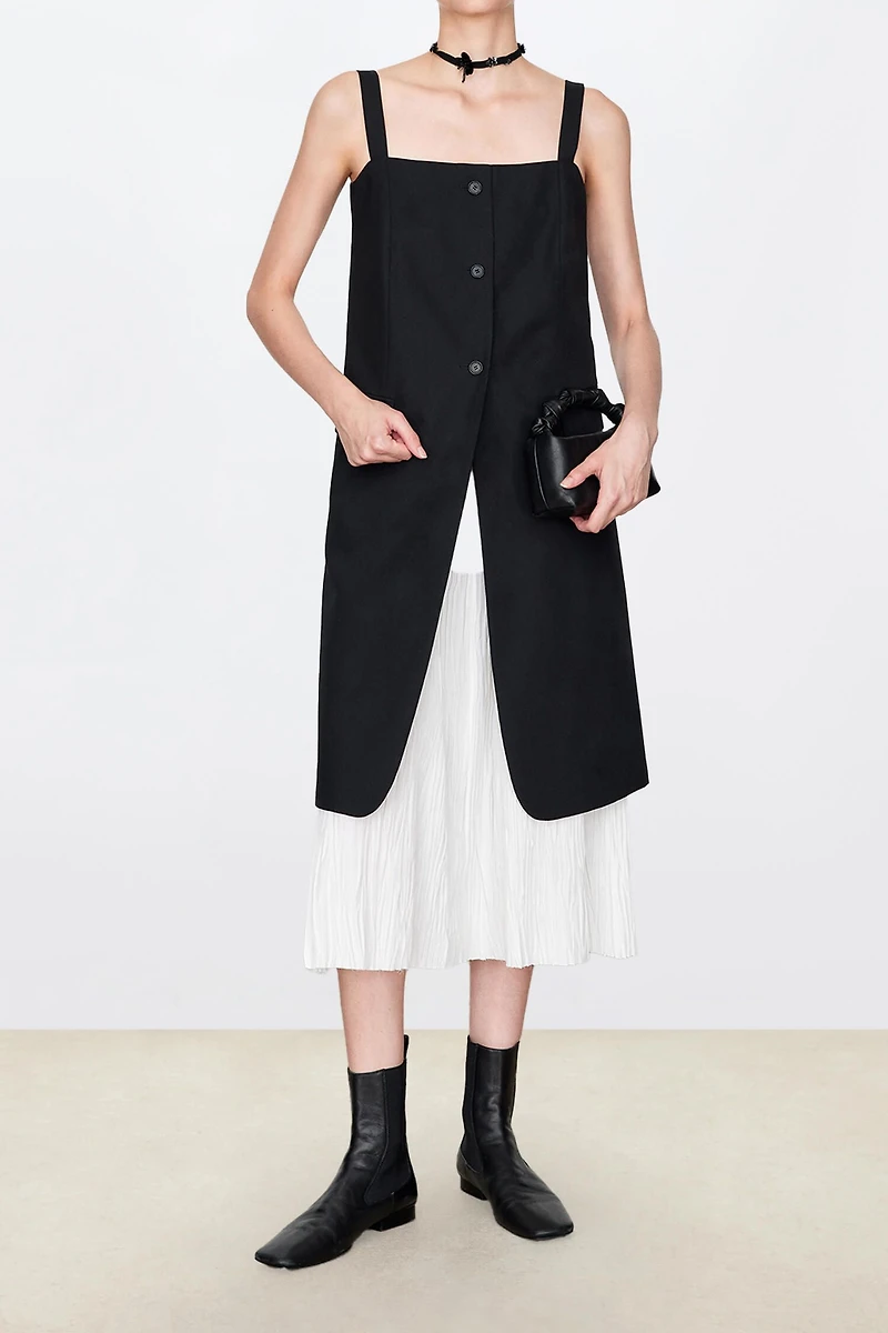 MARZOTTO Deconstructed Wool-Silk Layered Vest Dress