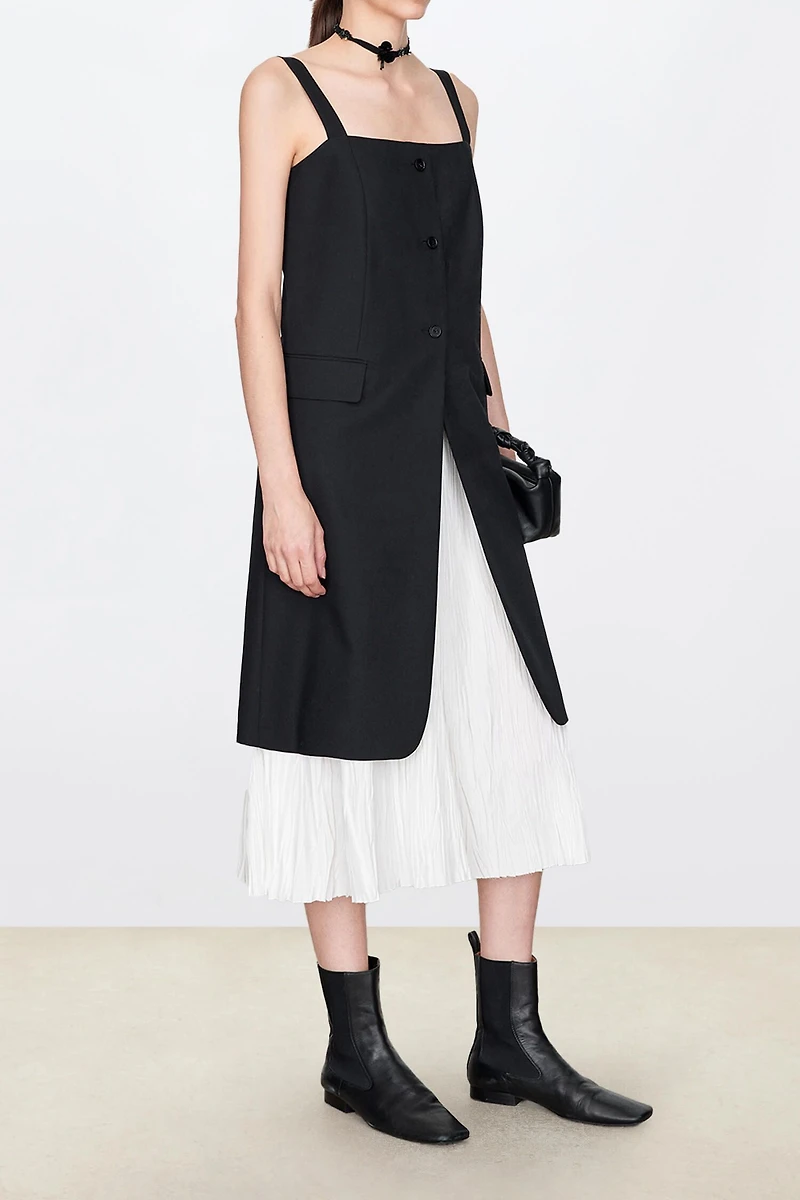 MARZOTTO Deconstructed Wool-Silk Layered Vest Dress