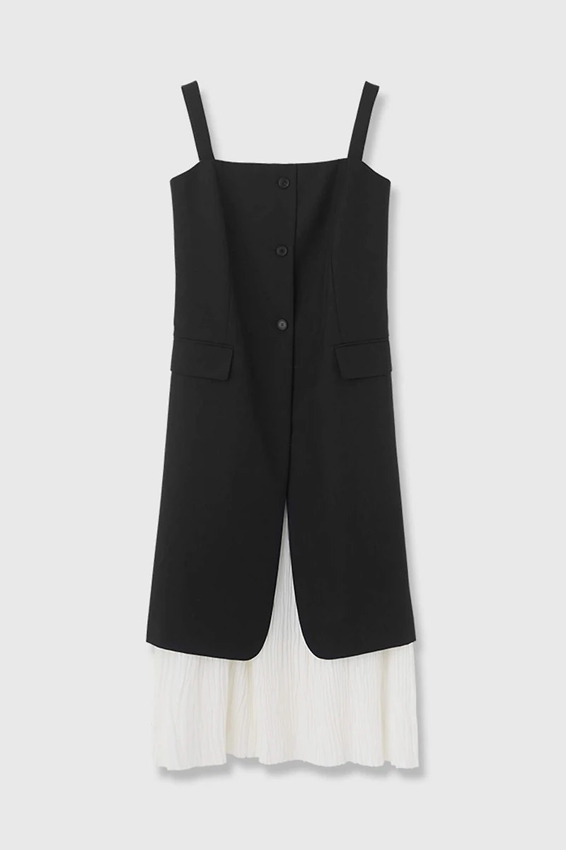 MARZOTTO Deconstructed Wool-Silk Layered Vest Dress