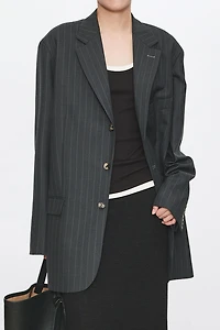 MARZOTTO Wool Striped Structured Blazer