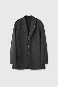MARZOTTO Wool Striped Structured Blazer