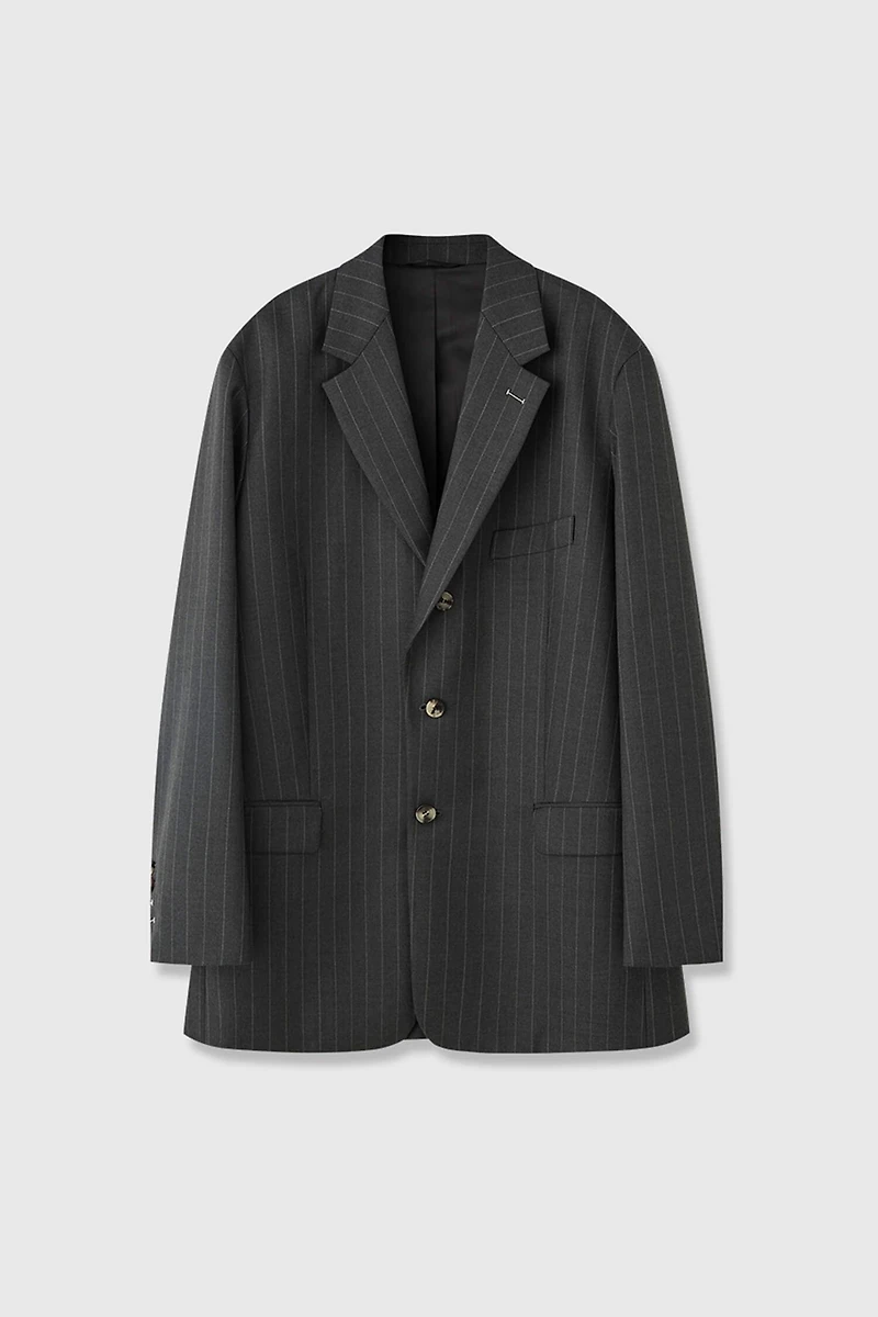 MARZOTTO Wool Striped Structured Blazer