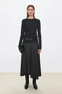 MARZOTTO Worsted Wool Paneled Skirt