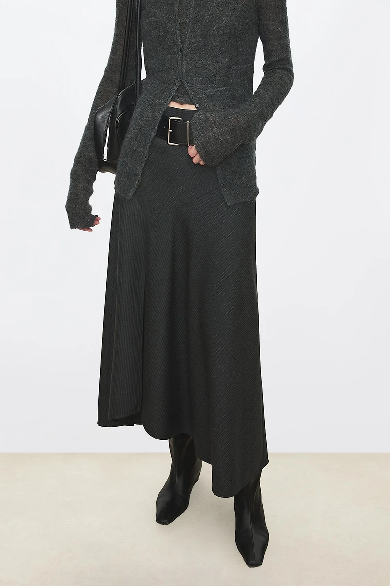 MARZOTTO Worsted Wool Paneled Skirt