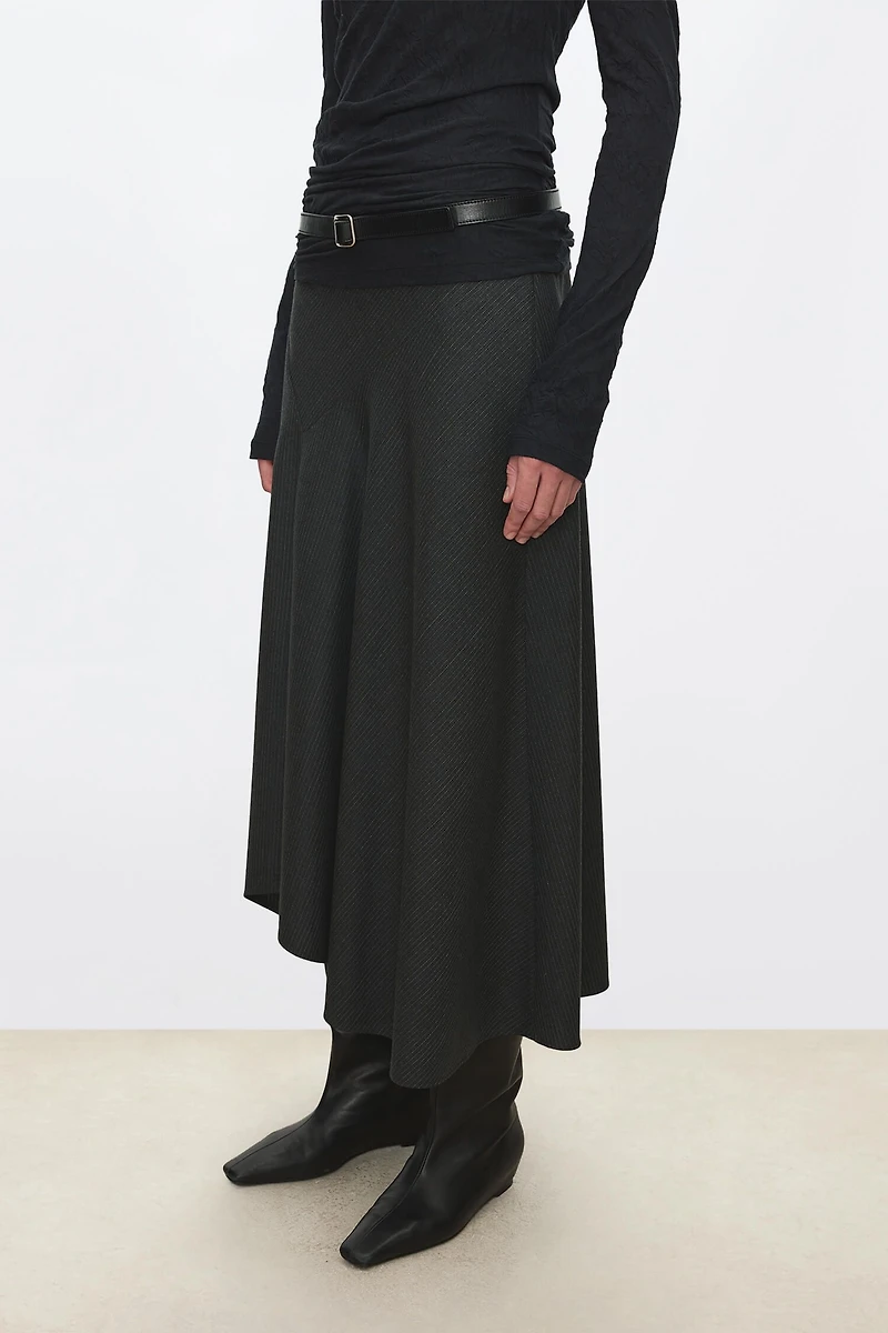 MARZOTTO Worsted Wool Paneled Skirt