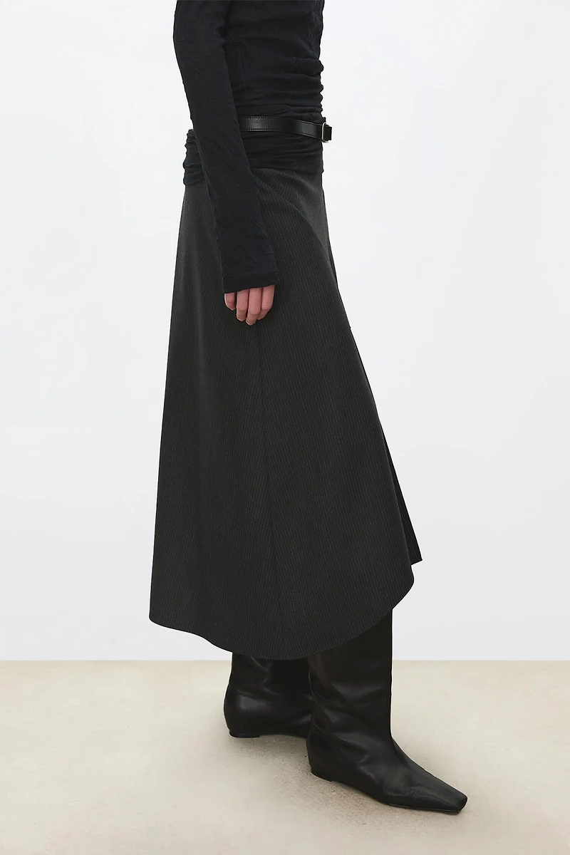 MARZOTTO Worsted Wool Paneled Skirt