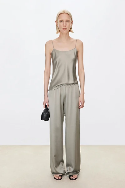 Matte Glossy Sand Washed Silk Trousers