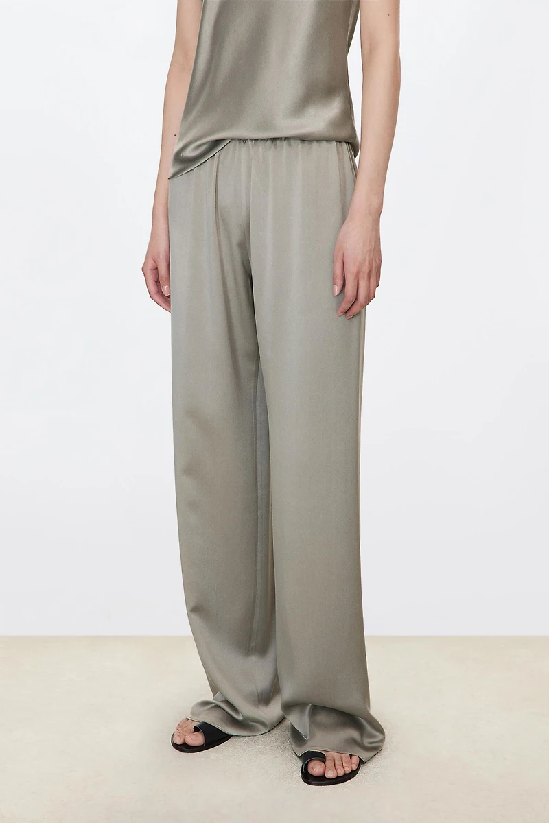 Matte Glossy Sand Washed Silk Trousers
