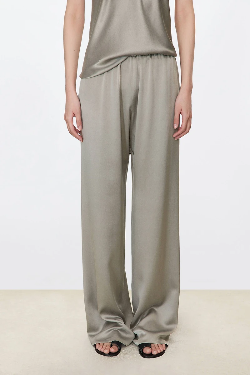 Matte Glossy Sand Washed Silk Trousers